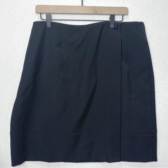NWT Brooks Brothers Black Wool Blend Skirt Womens Size 16 Button Up - Picture 1 of 9